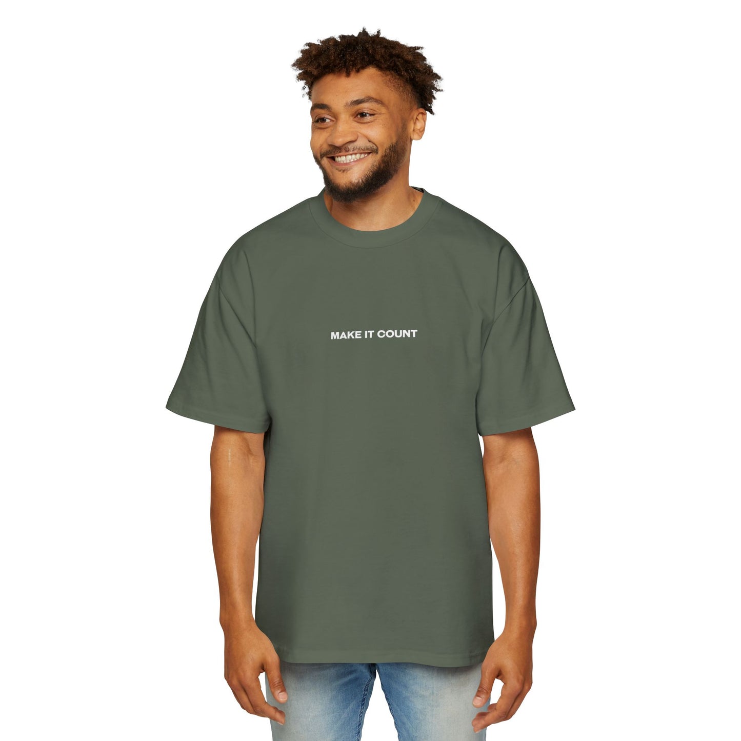 Oversized Tee - Green/Dark Green with Motivational Phrases