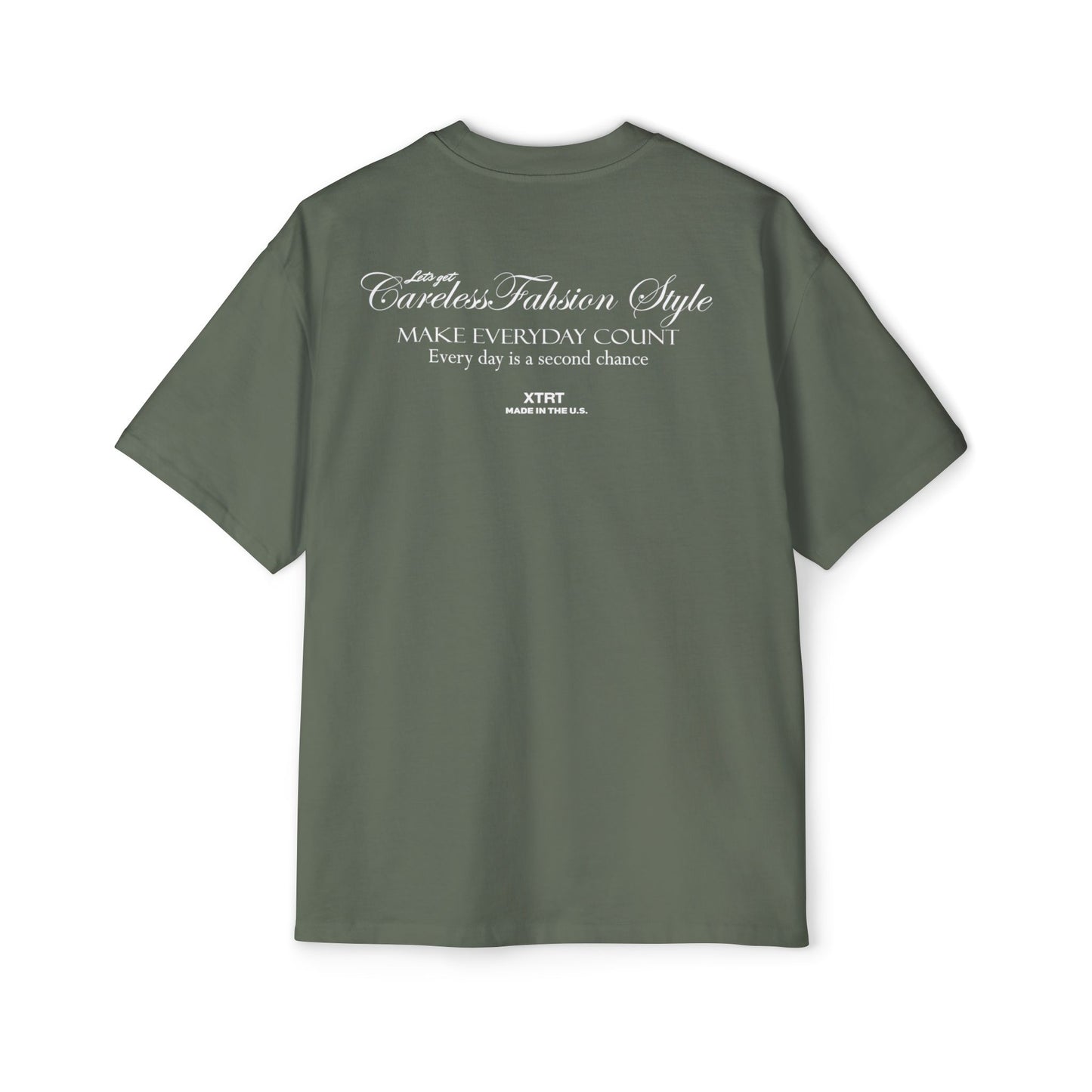 Oversized Tee - Green/Dark Green with Motivational Phrases